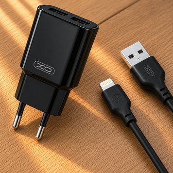 Сетевое зарядное устройство QC3,0, 18W, 2хUSB, XO L92D, Черный / Зарядка для телефона / Адаптер питания для зарядки телефона 234594808 фото