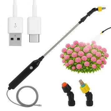 Аккумуляторный опрыскиватель (1.3м) + 2 насадки, с USB / Садовый электроопрыскиватель / Ручной опрыскиватель 234577894 фото
