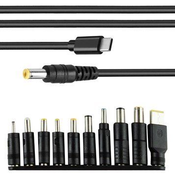 Кабель питания для ноутбука (USB Type-C - DC), 65Вт + Переходники 10в1 / Адаптер для ноутбука / Кабель питания от повербанка к ноутбуку 234573580 фото