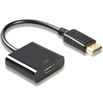 Перехідник DisplayPort на HDMI 4K (23,5см), Чорний / Конвертер DisplayPort-HDMI / Перехідник для монітора 234575614 фото