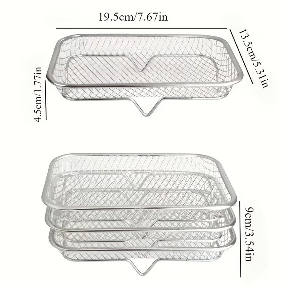 Набір решіток для аерогриля 3 шт, 19,5&times;13,5&times;4,5 см / Триярусна решітка в аерогриль / Сітка для аерогриля 234588405 фото