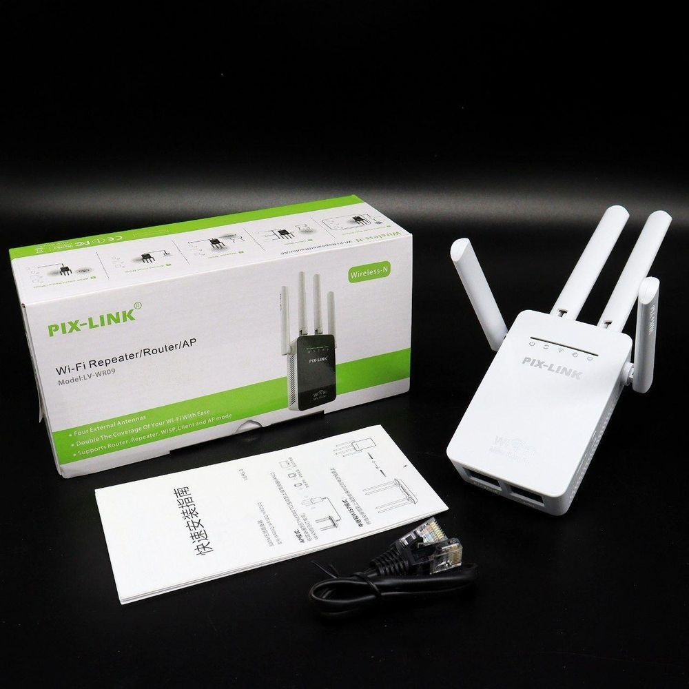 Экстендер Wi-Fi для дома с 2-я антеннами, 300 Mbps, PIX-LINK LV-WR09, Белый / Усилитель сигнала WiFi / Ретранслятор 234566312 фото
