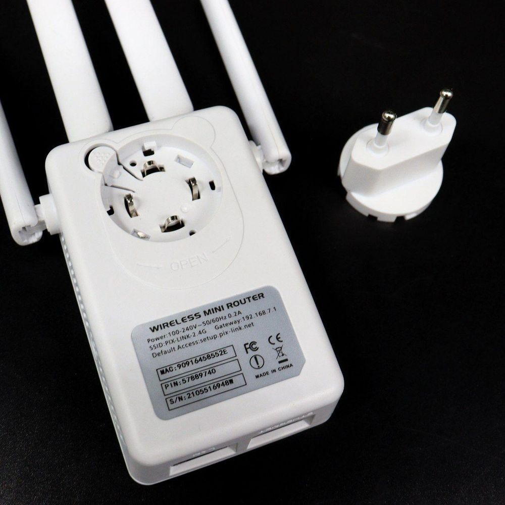 Экстендер Wi-Fi для дома с 2-я антеннами, 300 Mbps, PIX-LINK LV-WR09, Белый / Усилитель сигнала WiFi / Ретранслятор 234566312 фото