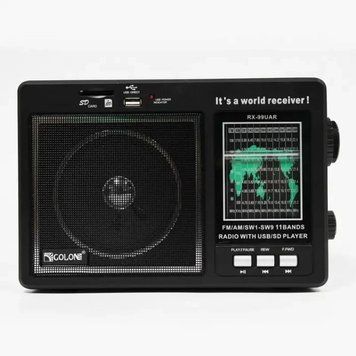 Акумуляторний радіоприймач-колонка MP3 з USB, Golon RX-99, Чорний / Портативна колонка / Радіо FM, AM, SW 234570133 фото