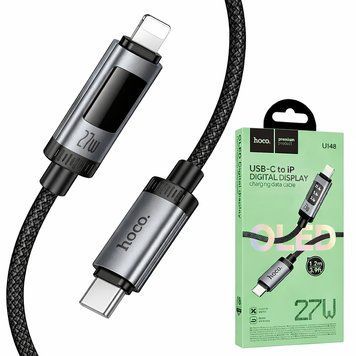 Кабель Type-C to Lightning, 1,2м, 27W, HOCO U148, Черный / Зарядный шнур / Кабель для подзарядки телефона / Зарядный кабель 234586863 фото