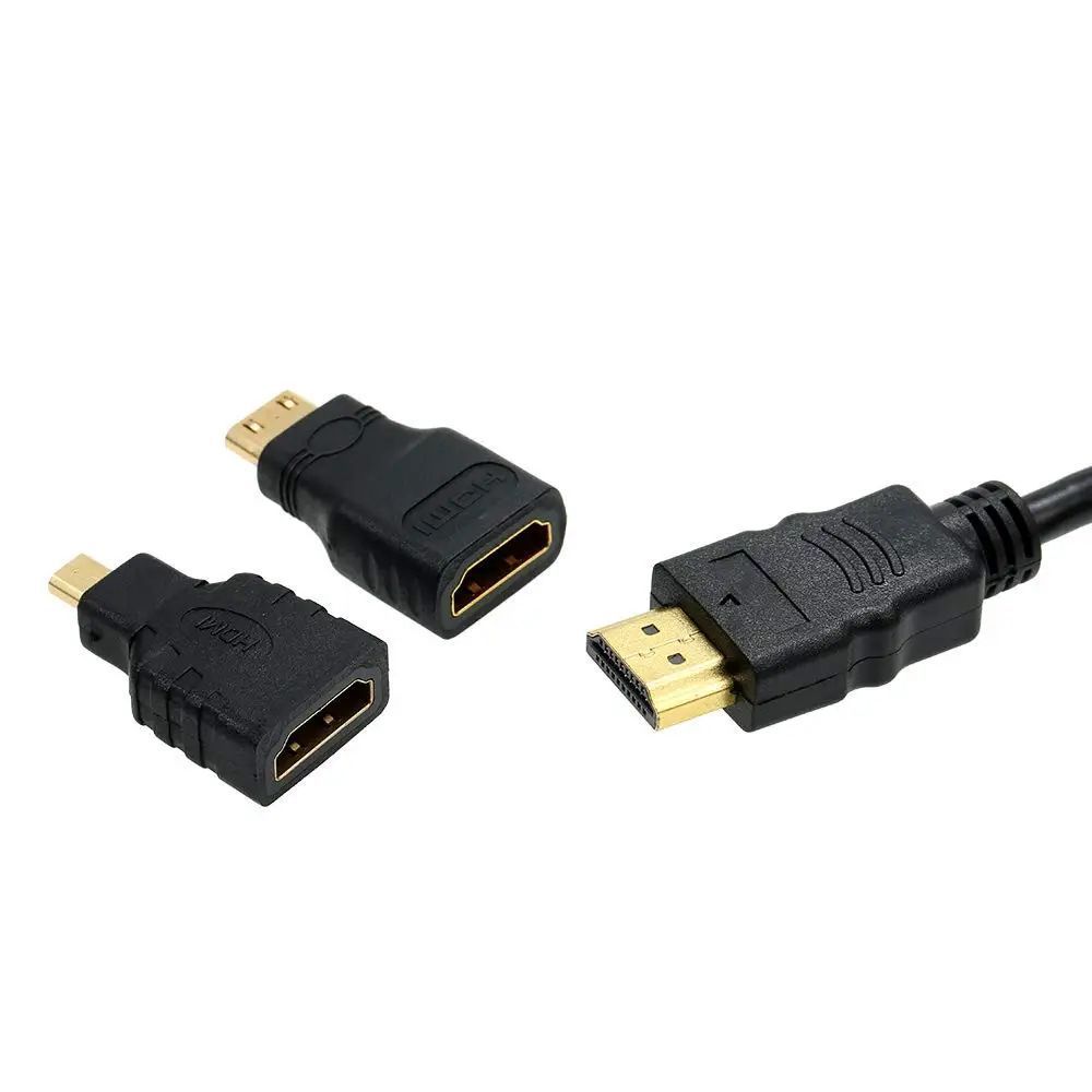 Кабель HDMI, 1,5м, 3в1 micro HDMI, mini HDM, HDMI-HDMI, Черный / Аудио-видео кабель с переходниками / Шнур HDMI 234567747 фото
