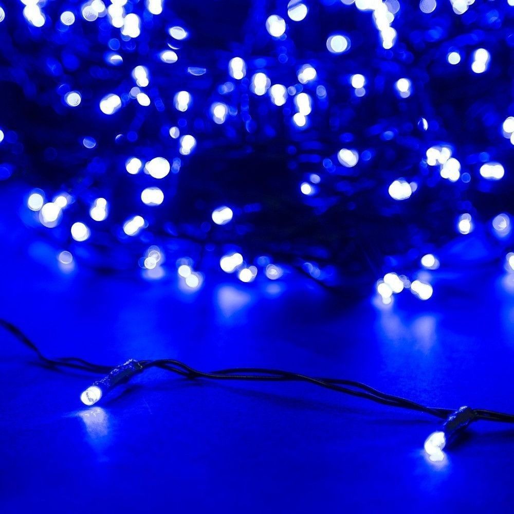 Светодиодная гирлянда Нить от сети, 15м, 180 LED, Синий / Уличная гирлянда нить / Новогодняя LED гирлянда электрическая 234588823 фото