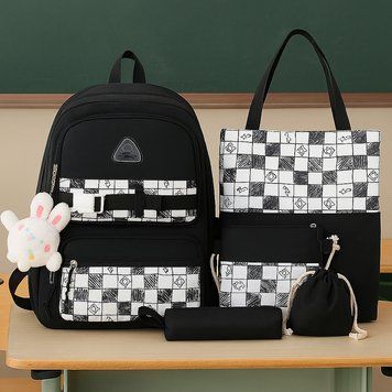 Шкільний рюкзак із сумками 5в1, 43х30х14см, Чорний / Рюкзак підлітковий / Дитячий рюкзак до школи / Шкільний портфель 234583347 фото