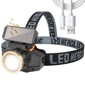Налобный фонарик с солнечной панелью T6, ZOOM, с USB / Аккумуляторный фонарик на лоб / Водонепроницаемый фонарик на голову 234560184 фото