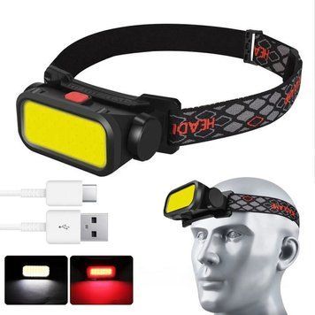 Налобный фонарь с красным светом BL-008, с USB зарядкой, Черный / Аккумуляторный фонарик на голову 234567970 фото