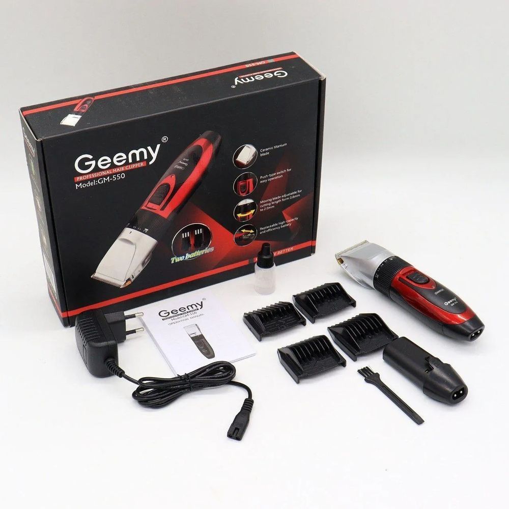 Беспроводная машинка для стрижки Geemy GM-550 / Аккумуляторный триммер для волос / Электробритва с насадками 234561617 фото