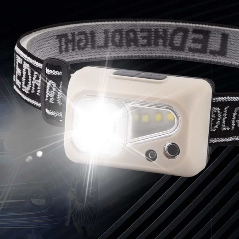 Налобный фонарь аккумуляторный с датчиком движения и USB, SH-S4, Бежевый / Светодиодный LED фонарик на голову 234571716 фото