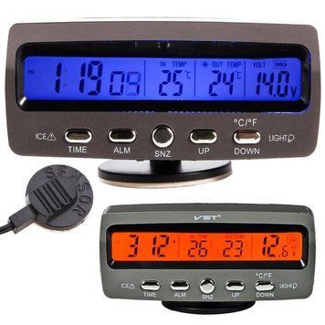 Электронные часы в авто с измерением температуры и вольтметром, VST-7045V / Автомобильные часы / Часы в машину 234569767 фото