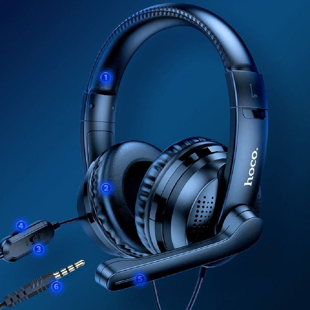 Стерео наушники с микрофоном HOCO W103, Черный / Игровые наушники проводные / Накладные наушники 234571162 фото