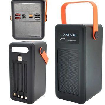 Повербанк 160000мАч с солнечной панелью, 4хUSB + 4 переходника, JS-640CX / PowerBank / Павербанк для телефона / Портативный аккумулятор / Внешний аккумулятор / УМБ 234573736 фото