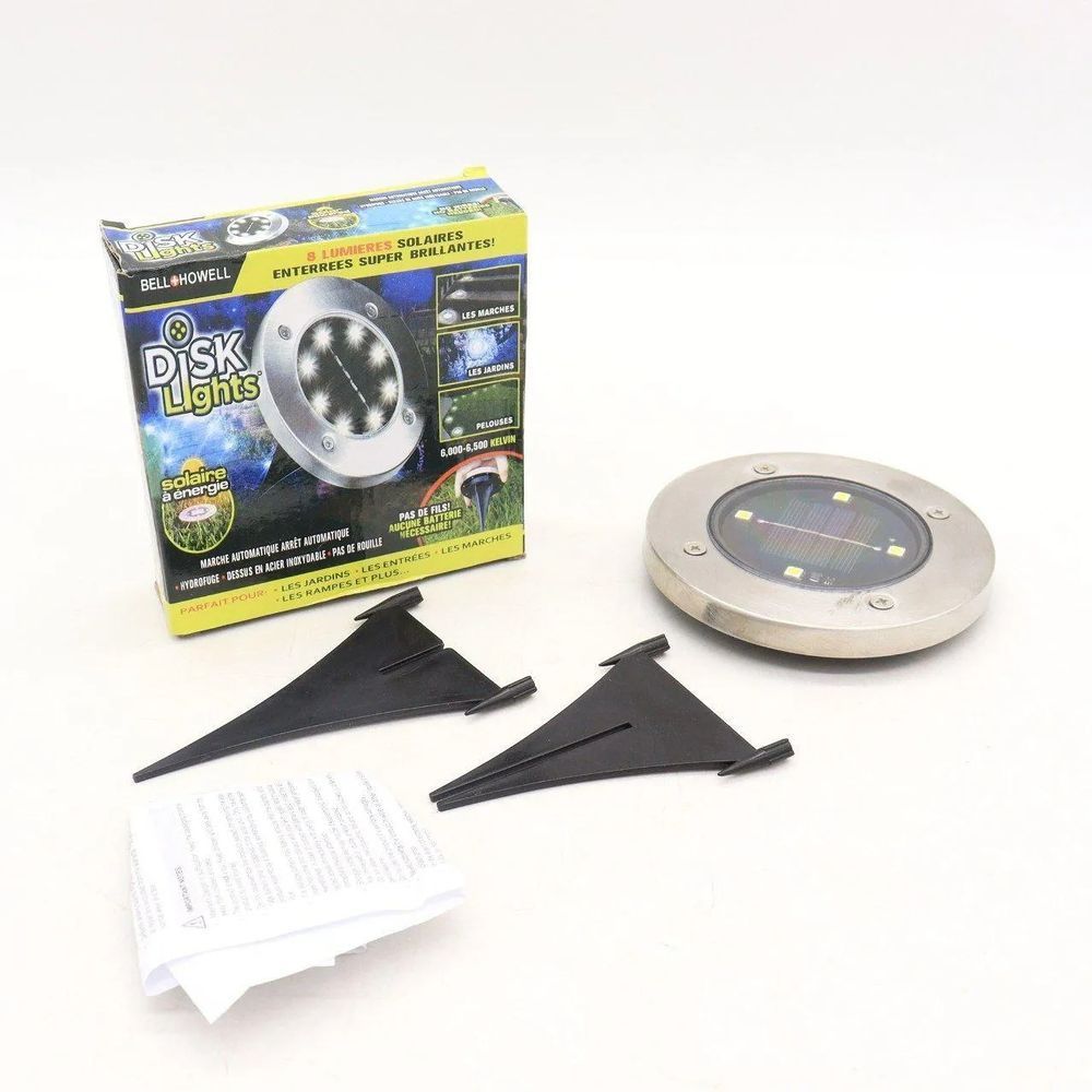 Уличный светильник с солнечной батареей в землю, 4LED, Disk Light, 1шт/ Садовый фонарь / Светильник для газона 123457745 фото
