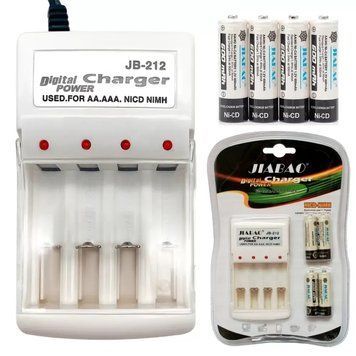 Зарядное устройство для батареек ААА, JIABAO JB-212, + 4 аккумулятора ААА (1,2В, 600мАч) / Мощная зарядка для аккумуляторов 234566310 фото